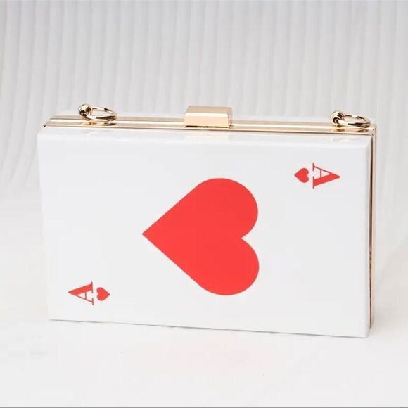 Ace of Hearts acrylic Clutch or shoulder Bag - Picture 1 of 11